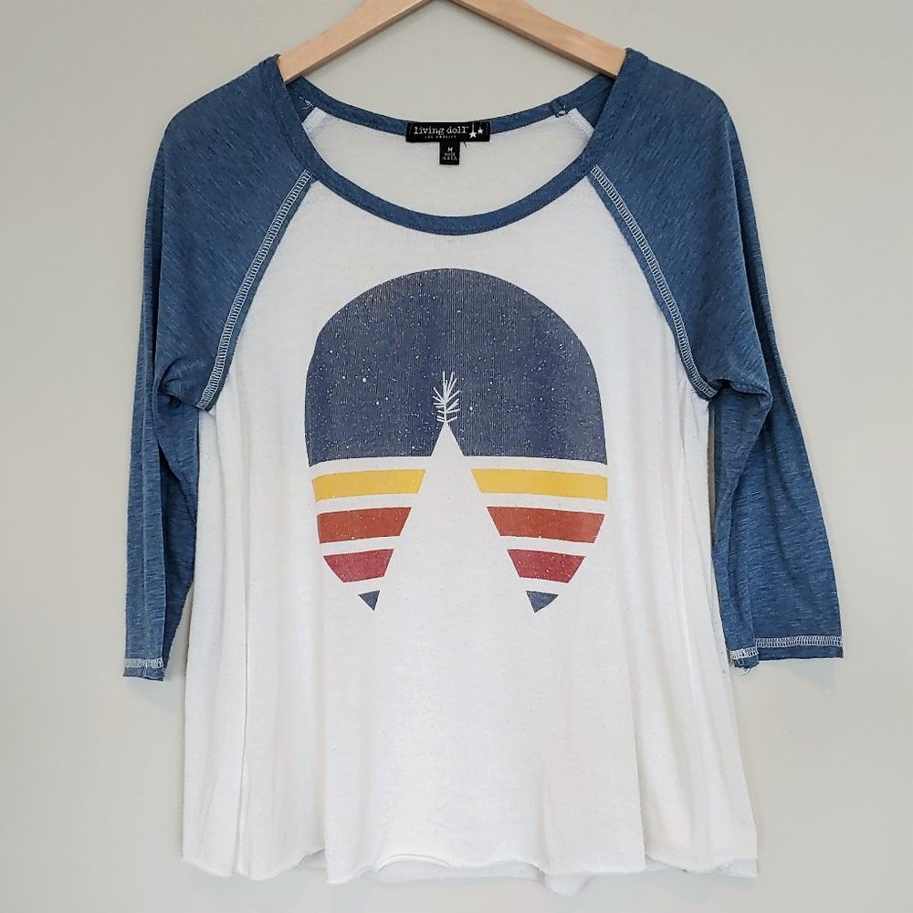 Buckle Living Doll Raglan 3/4 sleeve Happy Camper